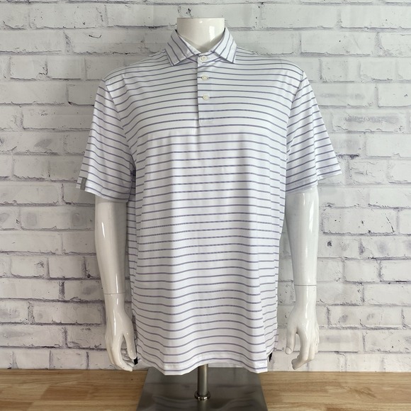 RLX Shirt Men's Large Polo Ralph Lauren 1/15 White Striped UV Golf NWT - Picture 2 of 14